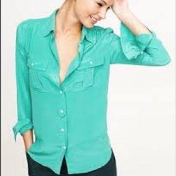 Jcrew turquoise Button up blouse - Picture 1 of 5